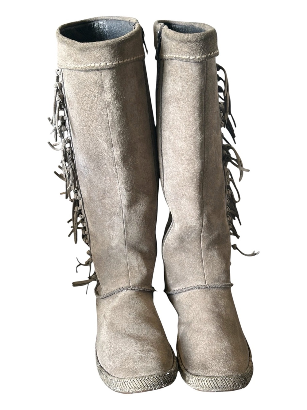 UGG Mammoth Genuine Shearling Water Resistant Knee Suede Fringe Knee-High Boot 8